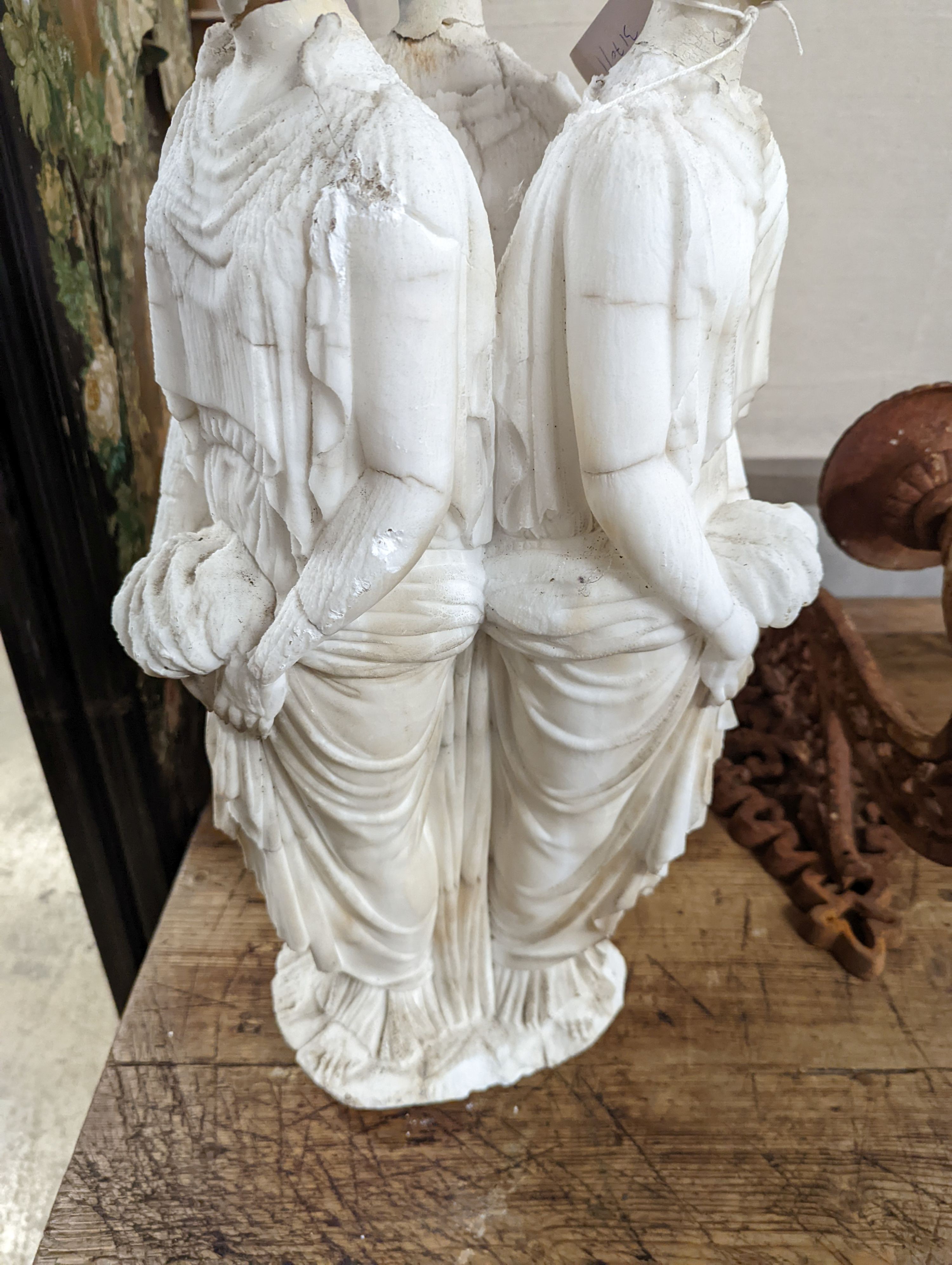 An Italian Alabaster figure of the three graces, 61cm Height